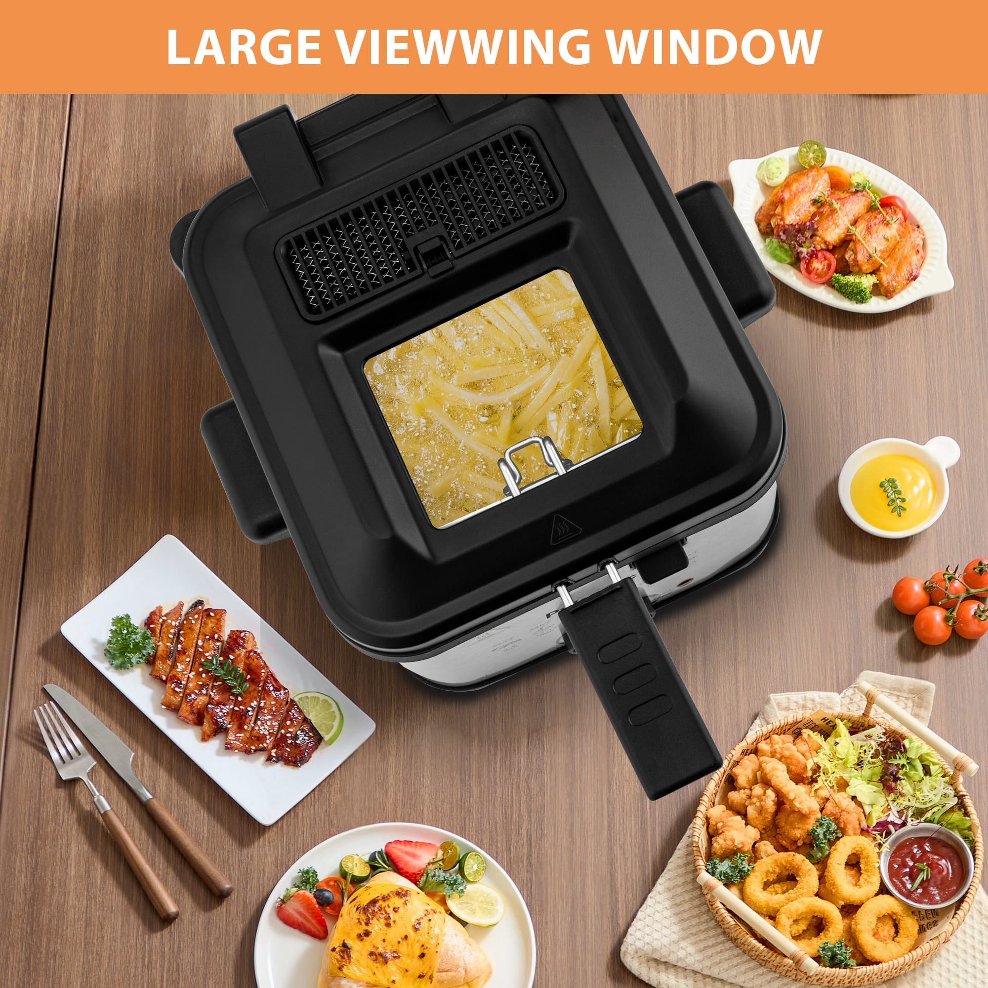 SUSTEAS Electric Fryer Machine for Home, Small Fryer for Kitchen