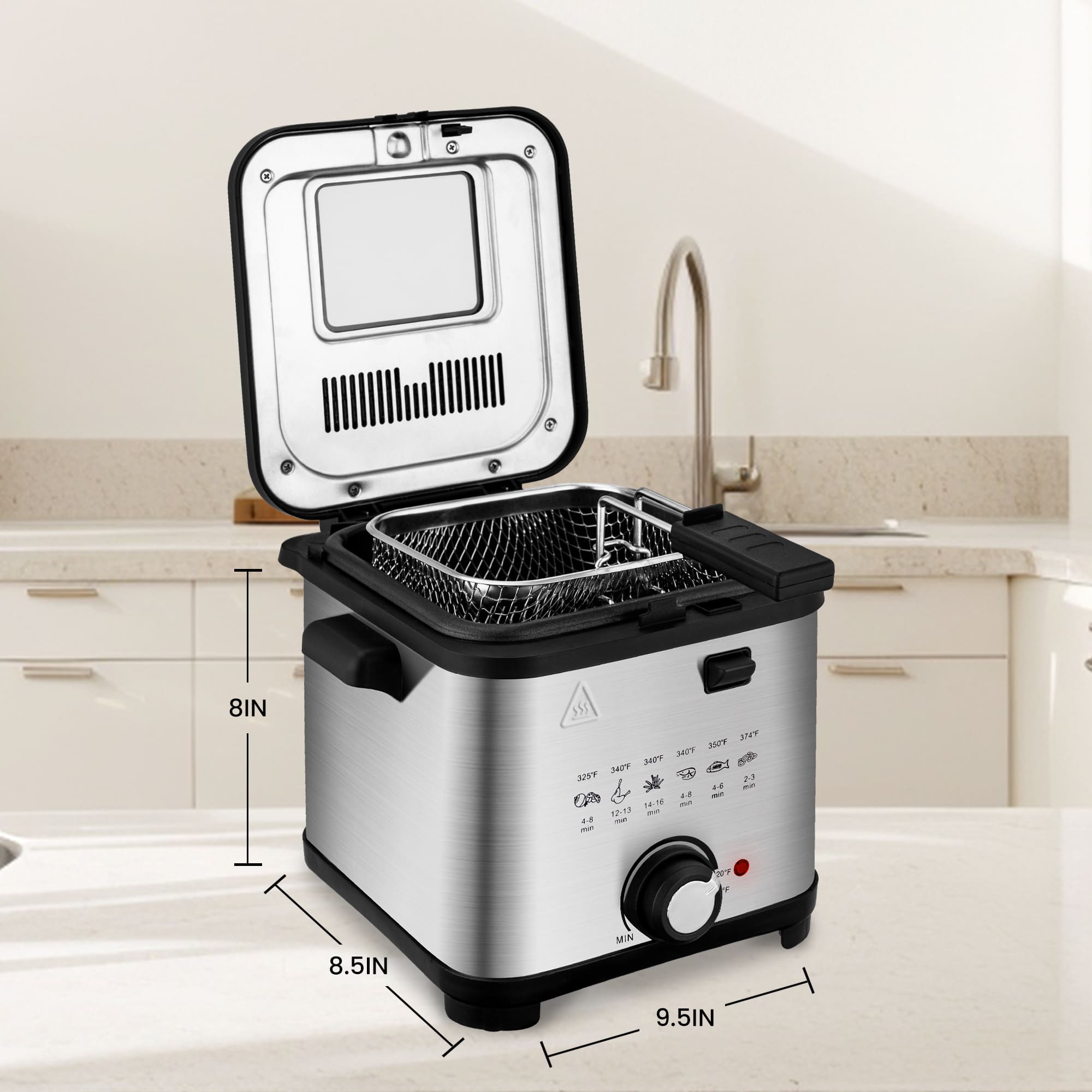 SUSTEAS Electric Fryer Machine for Home, Small Fryer for Kitchen