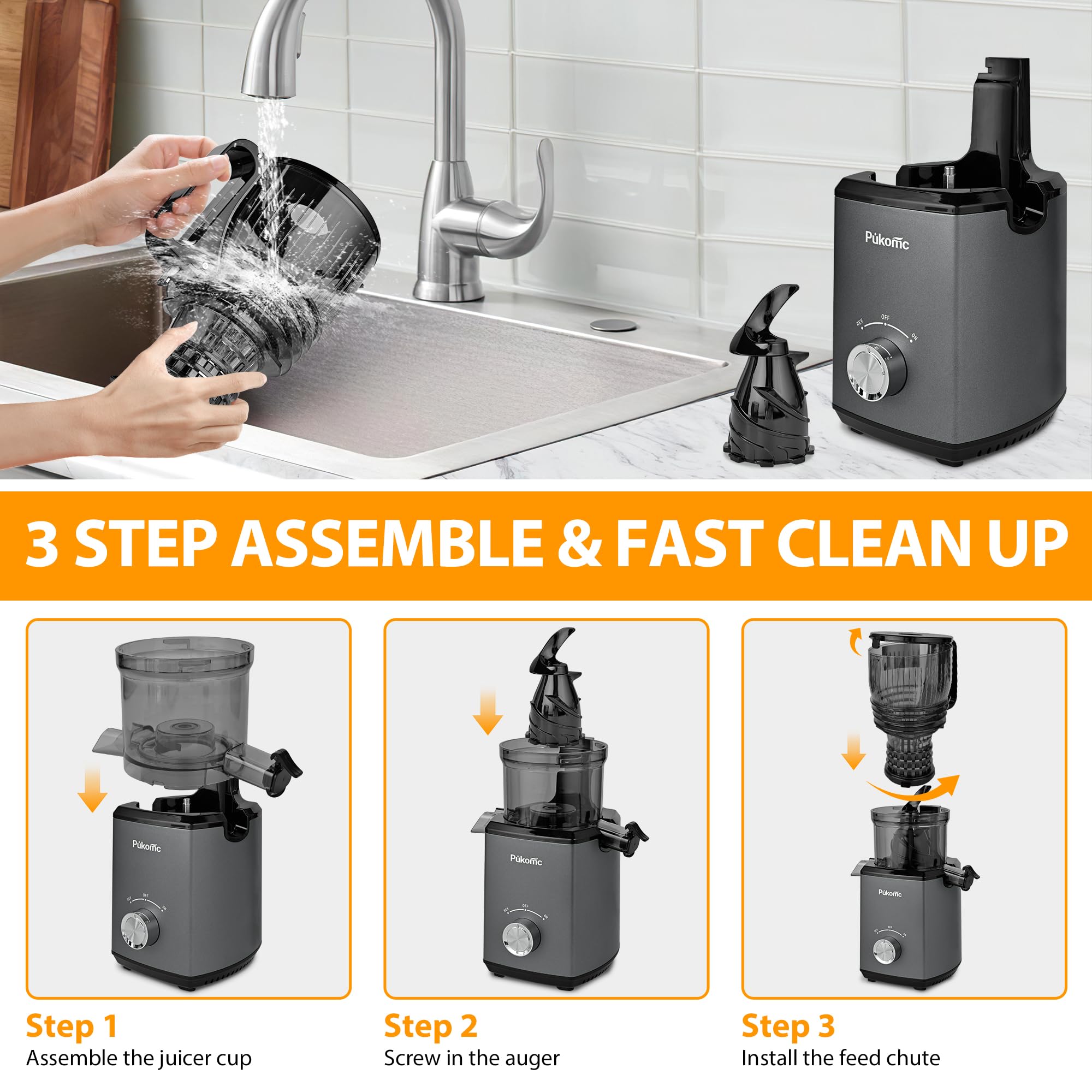 SUSTEAS Fruits and Vegetables Juicer Machine for Home, Grey Color