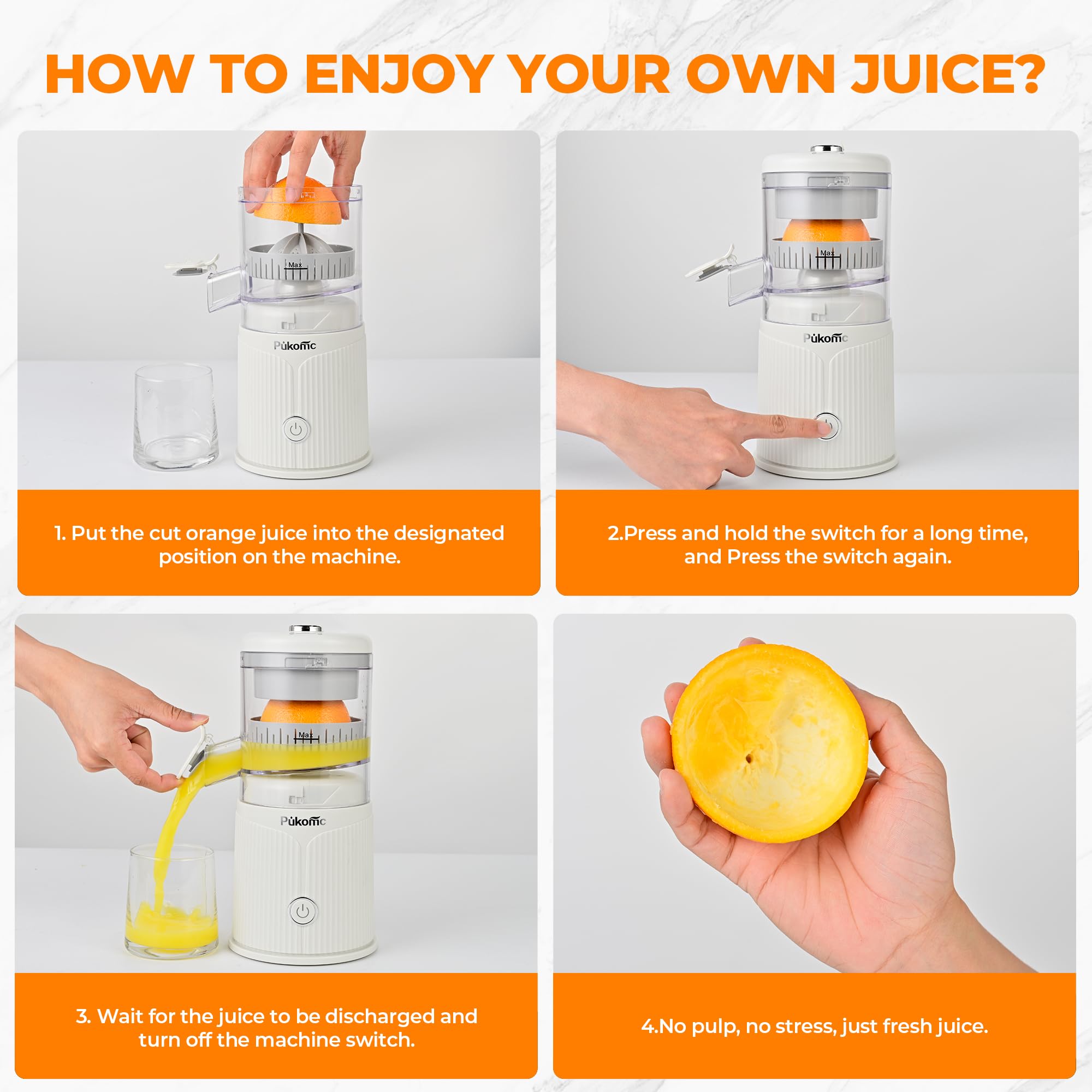 SUSTEAS Electric Citrus Juicer for Home, White