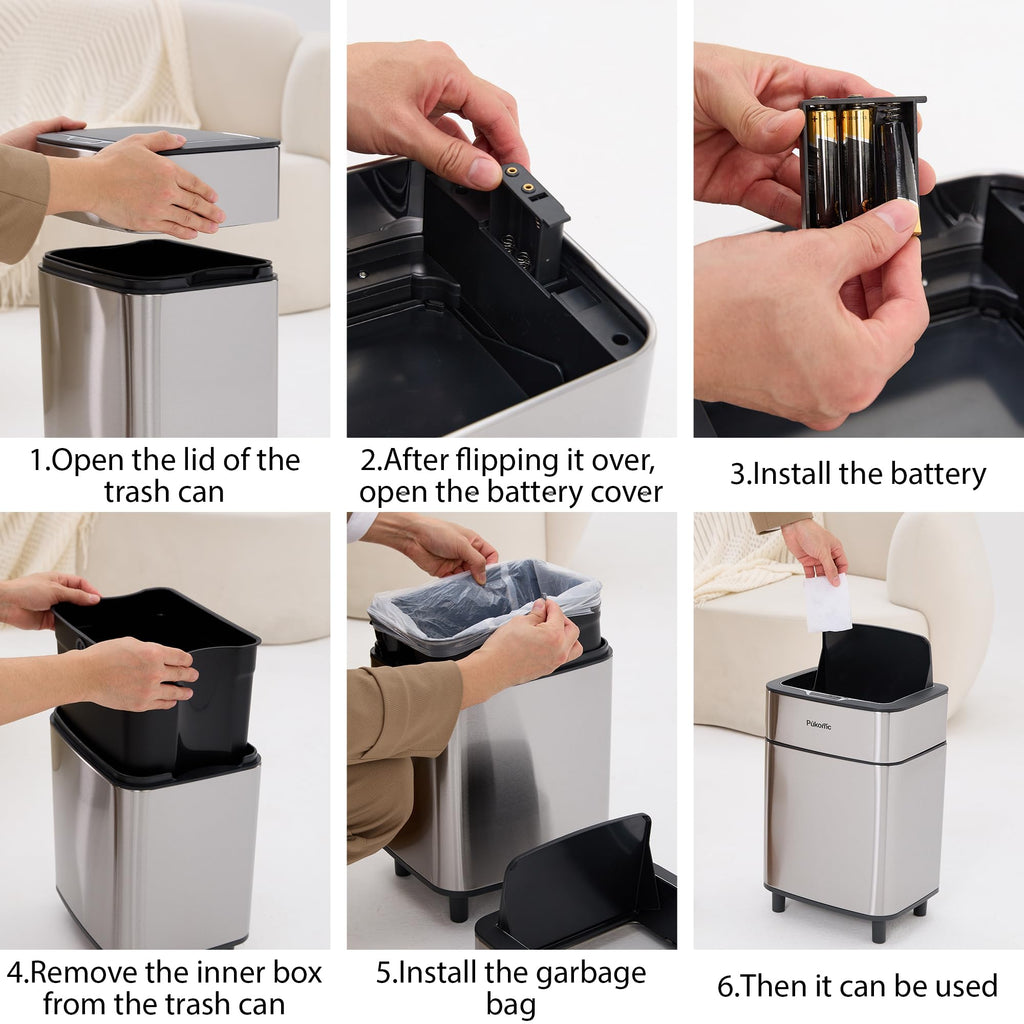 SUSTEAS Stainless Steel Motion Sensor Trash Can for Home and Outdoor, 10 Liters Capacity