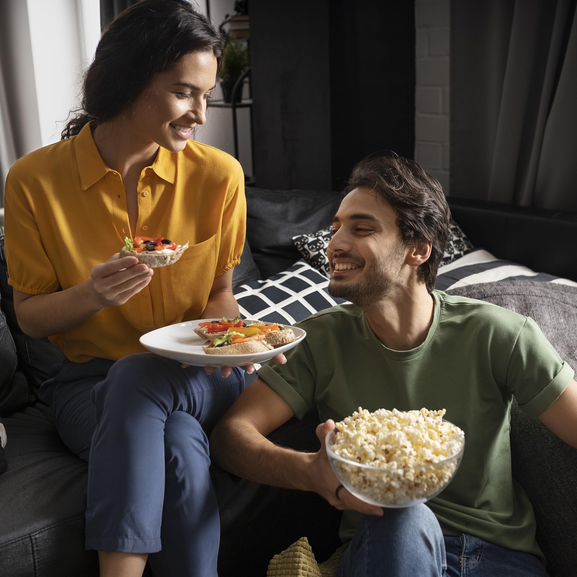 SUSTEAS Electric Popcorn Machine with 4 Serving Bowls & Measuring Cup, Red